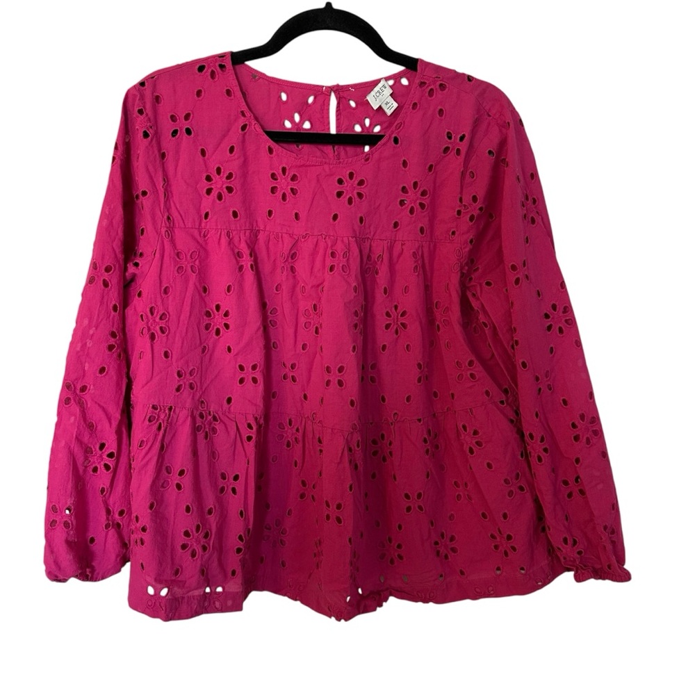 J. Crew Pink Eyelet Blouse
